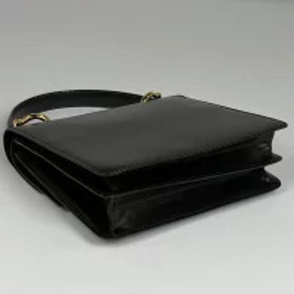 Celine Flap Black Leather Handbag Double